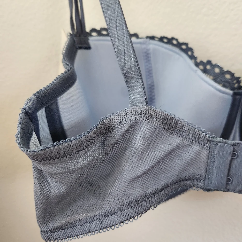 B.Tempt'd by Wacoal Women's Ciao Bella‎ Lace Balconette Bra Blue Gray 36DDD NWT
